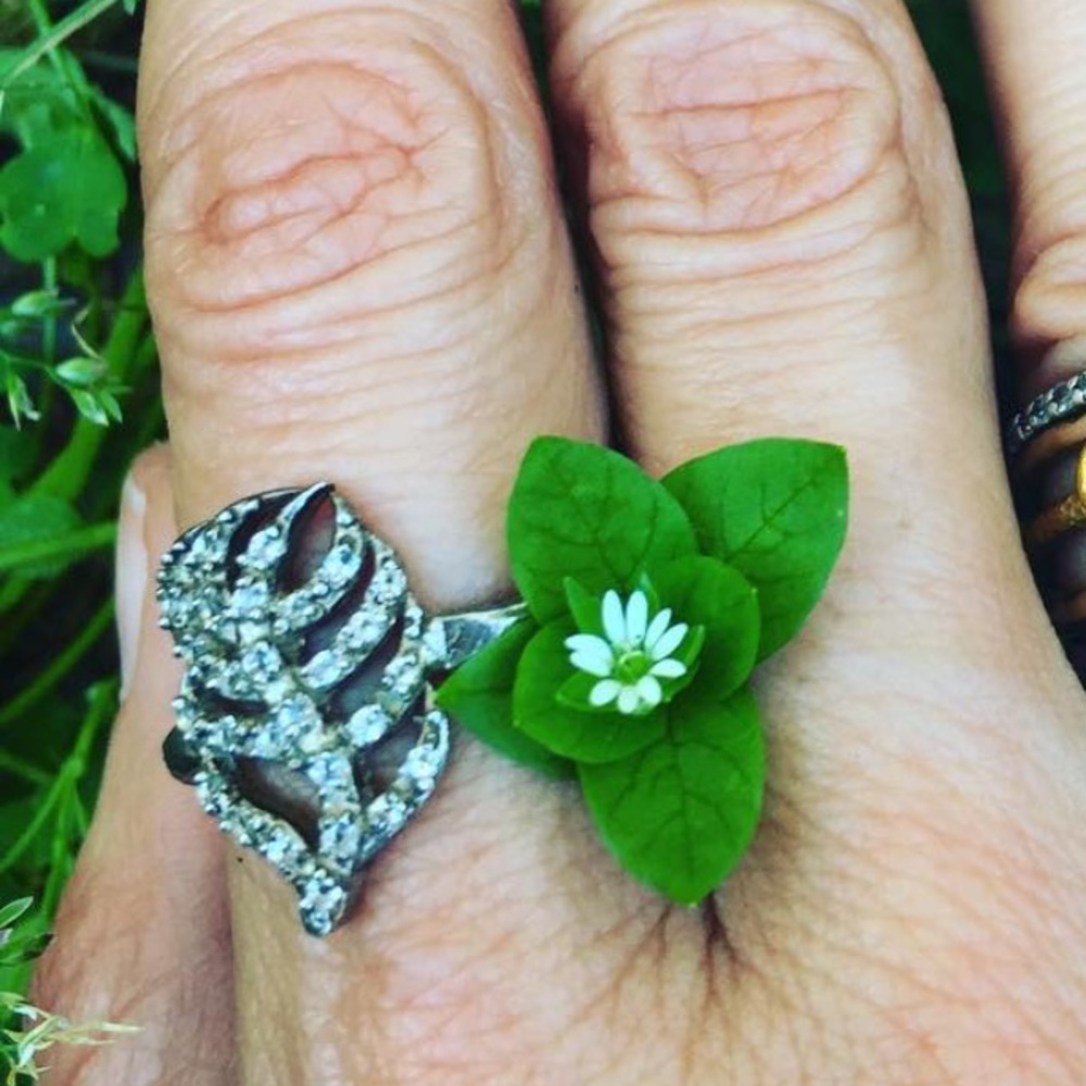 Robindira Unsworth  feather ring with diamonds